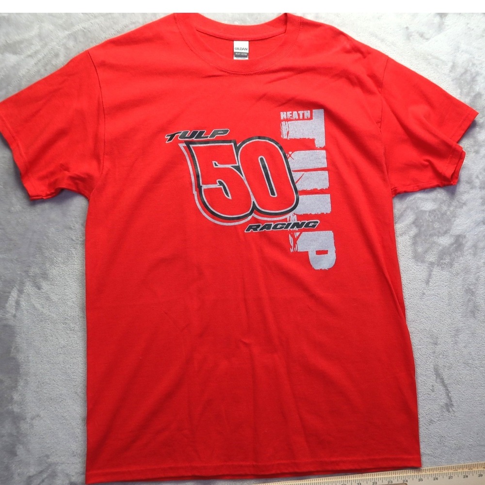 Heath Tulp Racing #50 T-Shirt Men's S‎ Red Short Sleeve USRA Dirt Track Racing - Picture 2 of 9
